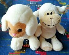 JB2/ LOT DE 2 DOUDOU PELUCHE KINDER MOUTON BLANC BEIGE  TBE
