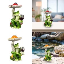 Figurine de grenouille champignon en résine, sculpture décorative amusante