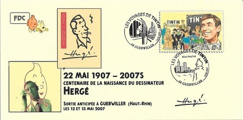 France 2007 fdc - carte, tintin