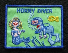 C 1970 " Horny Plongeur " Plongée Libre Patch Sexy Sirène Humour