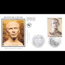 FDC soie - Buste de César, oblit 15/2/14 Arles