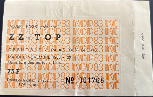 Billet concert top 1983 - billet, zz
