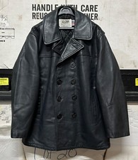 GENUINE VINTAGE SCHOTT US 740N LEATHER PEACOAT JACKET NAVY SUPER EX !!!! SIZE 44