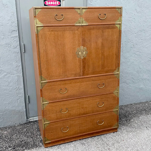Vintage chinese teak and brass - vintage,