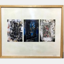 YANKEL Jacques (1920-2020)/3 T.Mixtes/papier, signées, encadrées-32x39 cm