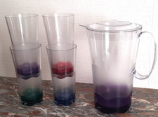 PICHET / CARAFE  2L + 4 VERRES  475ml  Miami Tupperware