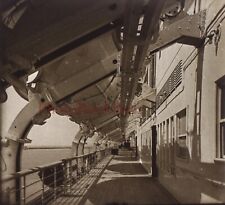FRANCE Paquebot La Normandie Le Pont c1930 Photo Stereo sur film souple 