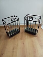 RARE paire de porte parapluie art déco moderniste fer forgé et aluminium