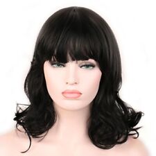 Perruque femme BRUNE mi-long bouclée arrière  top qualité +filet