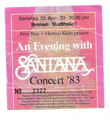 Santana ticket 1983 - santana,