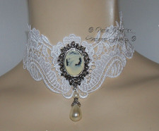 Romantique/Collier Ras De Cou /Camée/Monture Baroque/Victorien/Bijoux Fait Mains
