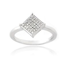 925 Argent 1/10ct Diamant Losange Promesse Bague