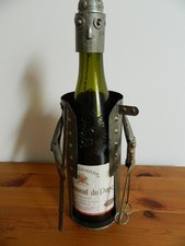 Porte bouteille métal thème skieur porte bouteille vin état neuf