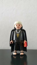 Playmobil Figurine personnage TRES RARE MOINE VENTRU CHAUVE ROBE DE BURE CAPE