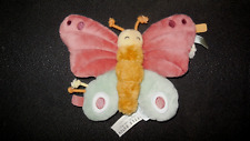 doudou peluche plat papillon jaune moutarde rose vert LITTLE DUTCH