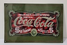 PLAQUE METAL PUBLICITAIRE COCA COLA DELICIOUS 31 x 21 cm