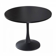 Table de salle à manger ronde en MDF et métal style Tuhl Noir