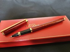 Stylo Roller Dupont Classique Laque de Chine Rouge & Paillettes d'OR