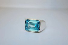 Bague en argent sterling 925 bague astrologique aigue-marine certifiée...