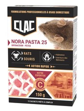 Raticide anti rats pâte attractif actif rapide difénacoum 150gr CLAC