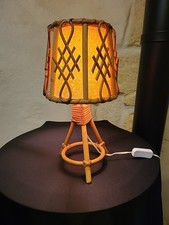 Lampes vintage Louis Sognot , Lampe en Rotin  Années 50 Rattan lamp