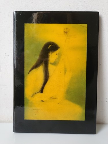 Tableau laque femme - tableau, mandoline