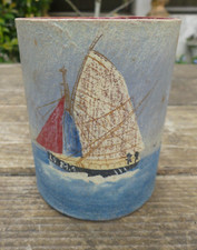 Objet de Marine Art Populaire pot à Crayon carton peint de Voilier Thonier