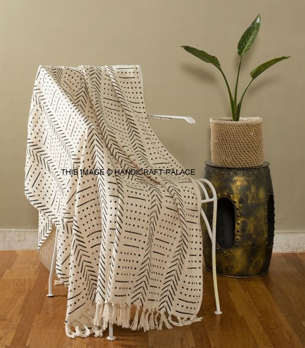 Couverture laine franges - couverture,