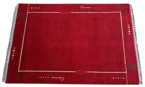 Tapis rouge indo népal tissé - rouge,