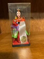 Vintage Japanese/Chinese Silk Doll in Case 8" Ornate