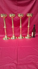 4x Antique brass church neo gothic altar candelabra candle holder religiousA