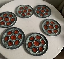  6 Assiettes à Huitres   Faience MBFA  Pornic Peint Main 