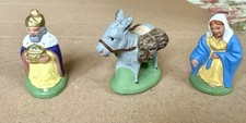 lot santons Escoffier.  Marie, Roi Mage et Âne Bâté. 4 Cm