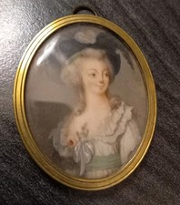 Tableau  Peinture Miniature Portrait  Femme XIX EME Antique Painting