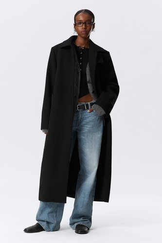 Veste manteau long noir - , en