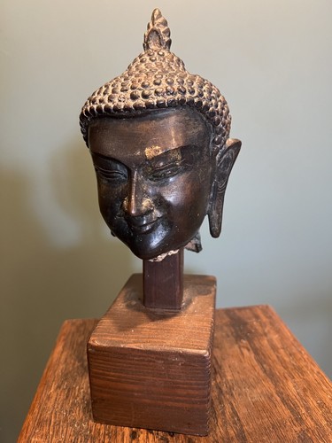 Tête bouddha bronze asie - tête,