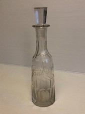 Ancienne Bouteille Alcool en verre taillé Gravé  Kirsch Fantaisie