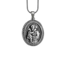 Collier Saint Antoine Padoue pendentif en argent sterling oxydé cadeau religieux