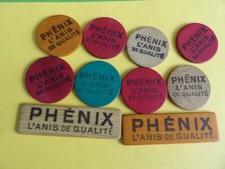 anciens jetons de jeu en bois publicite PHENIX