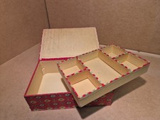 Ancienne Boite à Couture Bois/Carton Recouverte de Tissu Provençale