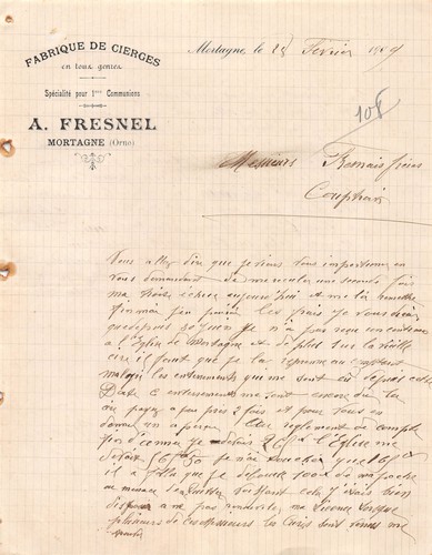 1909 fabrique cierges a - , de