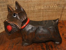 Figurine bois porte-piques Chien Scottish art déco XXe