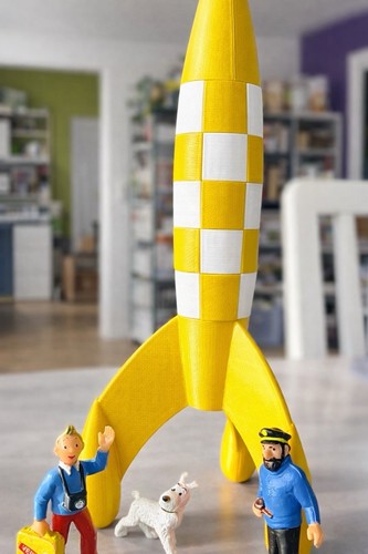 Fusée tintin jaune blanc - fusée,