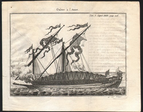 1760 gravure originale galère - gravure,