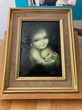 Helca Tableau Plaque émaillée"maternité"Signé Juan Ferrandiz.Doré à la feuille