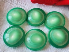 Lot 6 gros boutons vintage vert veiné pied transparent 2,8 cm ref 561