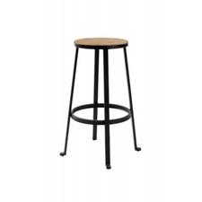 Tabouret Interne Extérieur Design Industriel Noir Siège Solide Orme Finition N