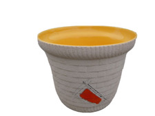 Cache pot faïence decor abstrait Poët-Laval Vannerie vers 1950