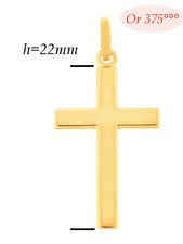 Bijoux Pendentif Croix 22 mm Or Massif 9K