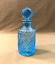 PORTIEUX ancien flacon à parfum ART DECO en cristal bleu 20 cm no Baccarat Nancy